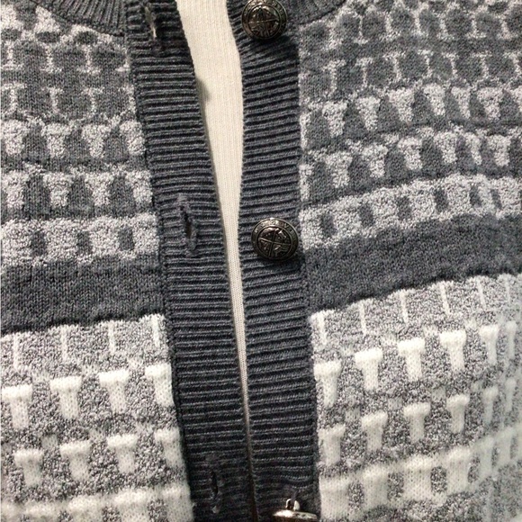 Vintage Alfred Dunner Grey Pattern Button Cardigan - Picture 3 of 4